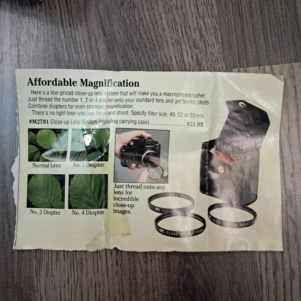 52mm CPC Close Up Set Optical Glass Filters Made in Japan 22272